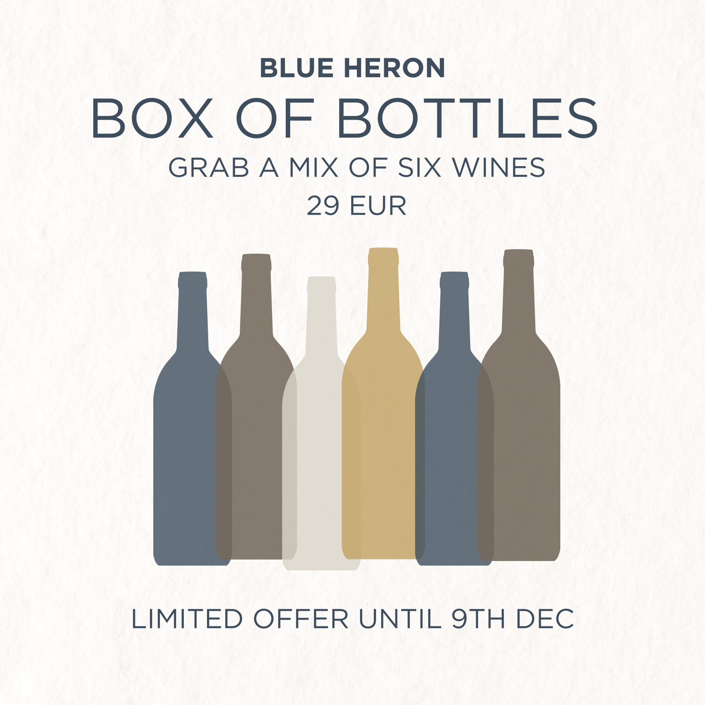 Blue Heron BOX OF BOTTLES